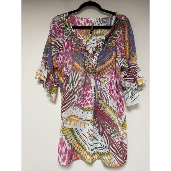 Mushka by Sienna Rose Inc. Tops - Mushka by Sienna Rose Inc. Boho Kaftan Tunic Dress Multi Color Size L